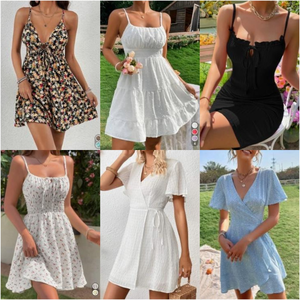 Lot de vêtements d'occasion pour femmes : Robes d'été, chemises, chemisiers, hauts en Polyester/Coton - Product Image 1