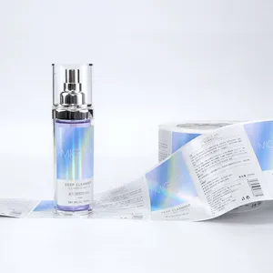 化粧品クリアボトルステッカーロール透明ホットスタンプ金箔ロゴステッカー印刷ラベル
