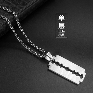 Collier à lame en acier inoxydable pour hommes, pendentif géométrique SP534 - Product Image 4