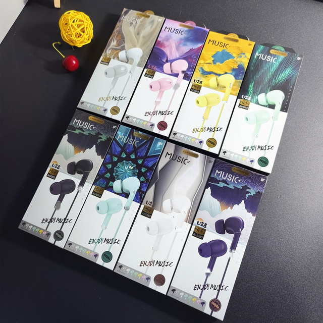 Wholesale U28 Model Wired Headphones 3.5mm Macaron In-Ear Subwoofer with Microphone Color Options Factory Stock Earphone