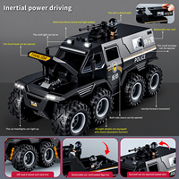 Modèle de voiture moulé sous pression de haute qualité à l'échelle 1:24 8WD SUV véhicule tout-terrain jouet garçon Police camion de pompiers monstre voiture jouets avec éclairage