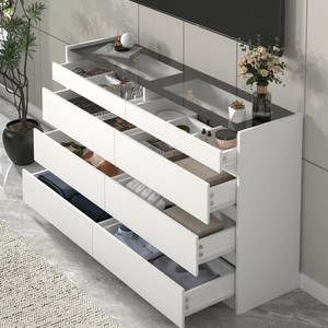 Elegant Living Room Smart Led Solid Wood Cabinet Dresser Nordic Tallboy Kitchen Woman Shallow <strong>Tall</strong> Chest <strong>of</strong> <strong>Drawers</strong> With Glass - Product Image 5