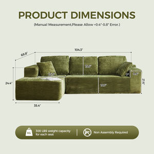 Sofá Cama Modular en Forma de L de Alta Calidad, Moderno, en Color Verde Combinado, para Sala de Estar de <span class=keywords><strong>Apartamento</strong></span>, Tapizado en Tela Chenille - Product Image 2