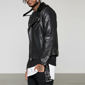 Giacca da Motociclista Super Cool per Uomo con Colletto Rovesciato, 100% Cotone, Tasca sul Petto, Motivo a Lettere, Antivento ed Ecologica - Product Image 2
