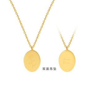 Collier avec pendentif <span class=keywords><strong>en</strong></span> forme de fleur sculptée, <span class=keywords><strong>en</strong></span> acier inoxydable, étanche, plaqué or 18K PVD, nouveau design de bijoux - Product Image 5