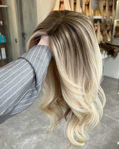 Topper de Cabello Humano Virgen de Primera Calidad al por Mayor con Flecos, Color Rubio Miel Marrón, con Flequillo para Cabello Fino - Product Image 2