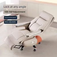 Silla de Oficina Moderna para Gerentes, Respaldo Alto, Ergonómica, de Cuero, Ejecutiva, con Masaje, Soporte Lumbar Ajustable y Reposabrazos