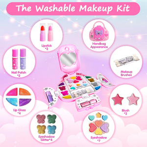Ensemble de maquillage pour enfants, valise de maquillage réelle, cosmétiques lavables, ensemble de sacs de maquillage, jouets de maquillage, jouets de beauté et de mode pour les filles - Product Image 2