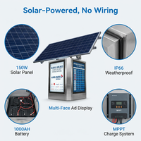 Boîte lumineuse solaire IP65 en aluminium avec système solaire MPPT UV, batterie 150W 1000Wh, sans électricité, pour parcs, camping-grounds, parkings, publicité