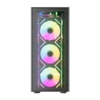 Boîtier de jeu Micro ATX avec panneaux en verre trempé, tour moyenne, USB 3.0, châssis PC avec 7 emplacements pour carte VGA