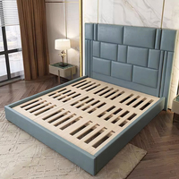 Ensemble de meubles de chambre à coucher modernes et luxueux de conception italienne, lit king-size royal, lit double de 1,8 m, cadre en bois massif, style doux, lit en cuir