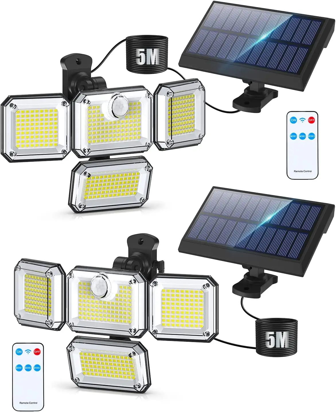 Luz de parede externa Spilit solar ajustável à prova d'água para jardim com sensor de movimento para segurança doméstica