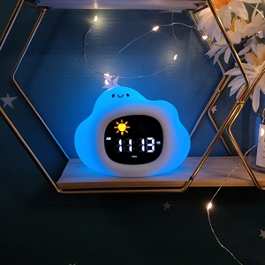 Groothandel Slimme Kinderen Led Nachtlampje Alarm Bureau & Tafelklokken Naast Tafel Kleine Slaap Trainer Digitale Klokken Met Witte Ruis - Product Image 1