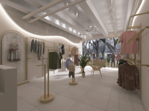 Modern Bespoke Baby Clothing Store Interior Design Service Shopping Mall Kids Wear Shopfitting and Display Racks - Product Image 4