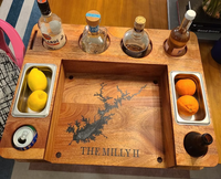 Plateau alimentaire en bois canapé tasse et porte-boisson Snack Caddy plateau arrière-cour Cocktail Whisky Bar