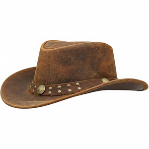 Sombreros de Vaquero de Cuero al por Mayor con Logotipo Grabado Personalizado, Estilo Duradero para Rodeo, Playa, Pesca, Festivales, Cuatro Estaciones - Product Image 1