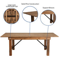 Table à Manger Pliante en Bois YZX, 6 Pieds, Vente Chaude, pour Événements et Banquets, Style Ferme Contemporain