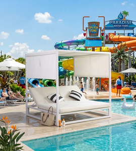 Chaises longues modernes à <span class=keywords><strong>double</strong></span> dossier avec cadre en aluminium pour l'extérieur, idéales pour les espaces <span class=keywords><strong>de</strong></span> loisirs, les piscines, la plage, les cours et les parcs. - Product Image 1