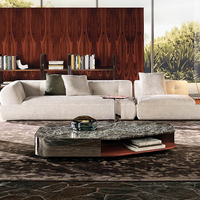 Table basse de luxe design italien automne vert violet rouge pierre naturelle miroir en acier inoxydable surface légère métal de luxe