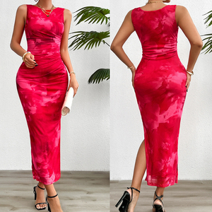 Abito slim senza maniche C24108 per la primavera e l'estate da <span class=keywords><strong>donna</strong></span>, casual, stampato, aderente, in tessuto morbido, 2024 - Product Image 4