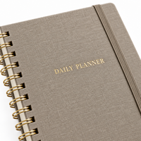 Planificateur personnalisé à couverture rigide avec reliure spirale, organisateur quotidien et hebdomadaire avec logo en feuille d'or, OEM