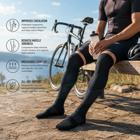 Chaussettes de sport respirantes au-dessus du genou, bas de compression pour le cyclisme, chaussettes longues tricotées pour la performance à vélo