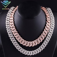 Collier chaîne cubaine Yu Ying à maillons incurvés 16/18 mm entièrement serti de moissanite baguette VVS plaqué or blanc rose argent S925