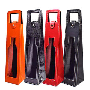 Bolsa de Presente para Garrafa de Vinho Personalizada de Luxo Reutilizável com Alças em Couro PU Marrom - Product Image 4