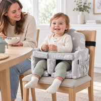 Siège portable en mousse pour chaise haute, coussin rembourré pour chariot de courses pour bébé avec harnais de sécurité et poches latérales