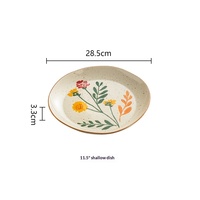 Service de table en céramique rétro pastoral peint à la main, compatible micro-ondes, motif végétal, avec bols à riz, bols à soupe et assiettes de service