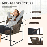 Fauteuil d'appoint moderne avec structure métallique et revêtement écologique – Chaise de lecture confortable pour salon, chambre et hôtel