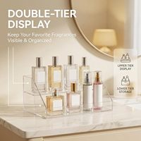 Organisateur de parfums Mowhut, étagères transparentes avec barrières de protection pour comptoirs de vanité |   Présentoir en acrylique cristallin, présentoir de commode, support à parfums