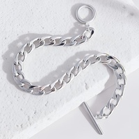 Bracelet chaîne cubaine en acier inoxydable plaqué or 18 carats et argent, réglable avec fermoir OT, style minimaliste pour couple, directement de l'usine