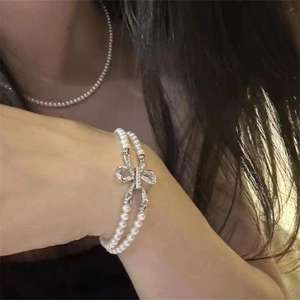 Bracelet princesse style Zhuji Star, double couche, perles naturelles de 3-4 mm, nouvelle boucle, bracelets et joncs élégants en perles - Product Image 2