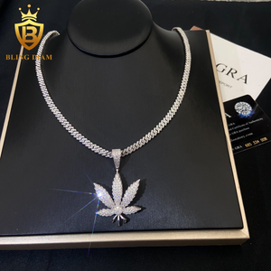 ヒップホップスタイル5mm S925 MoissaniteキューバチェーンパスダイヤモンドテスターVVS MoissaniteネックレスシルバーGRA付き - Product Image 1