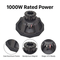 Subwoofer professionnel en néodyme de 18 pouces, 1000W AES, bobine vocale de 4,5 pouces, 98dB haute sensibilité, woofer audio professionnel pour système Line Array
