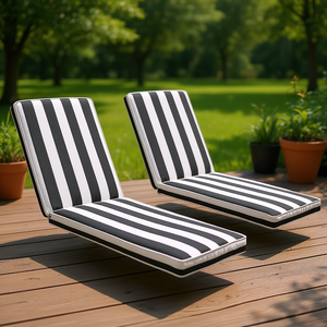 Cojín para Silla de Jardín, 2 Piezas, Rayas Blancas y Negras, Rectangular, Resistente al Agua, Extraíble, Lavable, para Todas las Estaciones, Muebles de Patio - Product Image 2