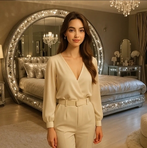 Ensembles de meubles de chambre à coucher king size élégants avec tête de lit miroir - Product Image 2