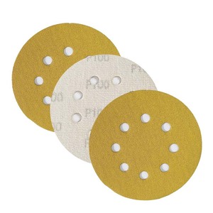 Disques de ponçage floqués de 5 pouces à 8 trous, grain jaune, pour le polissage de la peinture métallique - Product Image 3