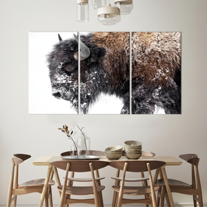 Winter Bison <b>Canvas</b> Print: Elegant American Animal <b>Wall</b> Art,SET OF 3 <b>CANVAS</b> - Product Image 3