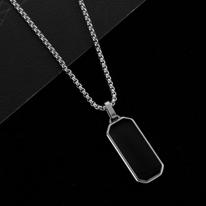 Collier pendentif en acier titane tendance, double face poli, forme de cœur, diamant personnalisé, chaîne à maillons pour pulls - Product Image 6
