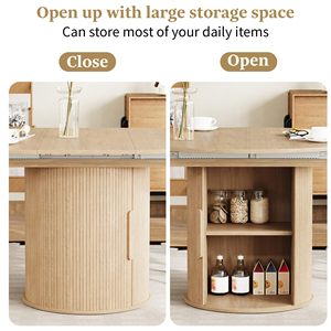 Mesa de Comedor Extensible Ovalada SENYU de Estilo Nórdico Moderno, Ahorra Espacio, con MDF y Metal, de 47 a 63 Pulgadas, para 4-8 Personas, Muebles para Comedor - Product Image 5