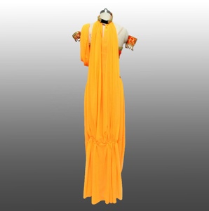 Traje de Danza del Vientre Estilo Árabe Indio de Terciopelo Naranja, Disfraz de Danza Tribal Maya Árabe - Product Image 4