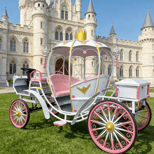 Carrosse de mariage de luxe Princesse Rose avec chevaux blancs royaux - Product Image 6