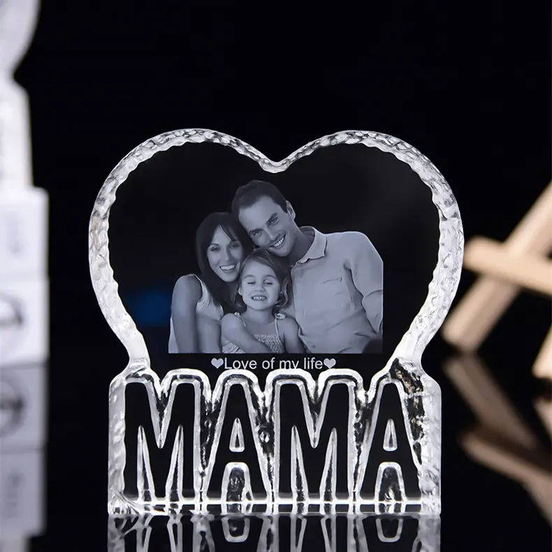 Mooie Souvenir Moeder Vaderdag Geschenken Huisdecoratie Hartvorm Liefde Kristallen Fotolijst