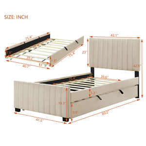 Элегантная современная мягкая деревянная рама на платформе Willsoon, вертикальная бежевая отделка, прочная Экологичная отделка - Product Image 4