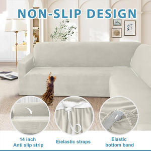 Housse de canapé d'<span class=keywords><strong>angle</strong></span> en velours pour animaux de compagnie, antidérapante, extensible, <span class=keywords><strong>anti</strong></span>-rayures, imperméable, personnalisable pour salon et enfants - Product Image 5