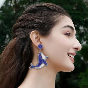 Pendientes tejidos moda creativa nuevo Animal ballena colgante arroz cuentas pendientes para mujeres Uionen 1842 - Product Image 4