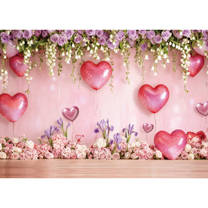 Fundo Fotográfico para o Dia dos Namorados, Rosa, Balão de Amor, Personalizável para Aniversários, Casamentos, Banner para Festa de Noivado - Product Image 3