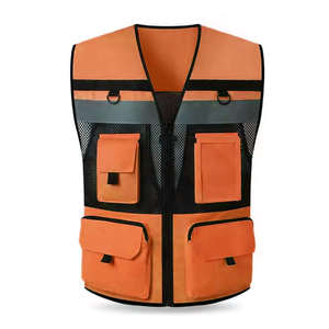 Chaleco DE SEGURIDAD reflectante naranja de alta visibilidad personalizable del fabricante de fábrica de China, chaleco de trabajo de secado rápido y multibolsillos - Product Image 2